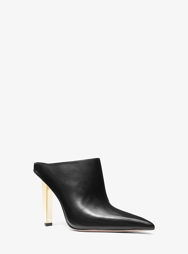 Zapato mule de sal&oacute;n Halle de piel in NEGRO | Michael Kors