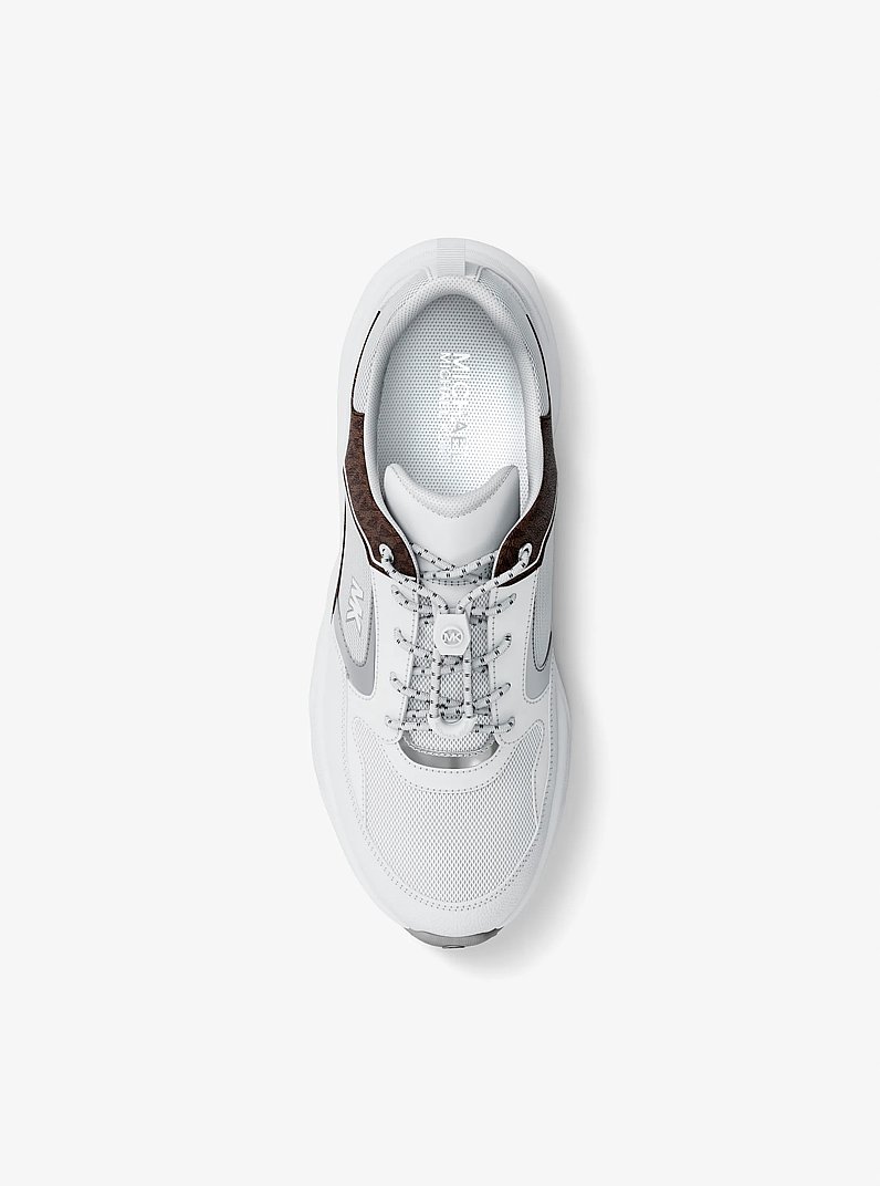Jett Mixed-Media Trainer in OP WHT/BROWN | Michael Kors