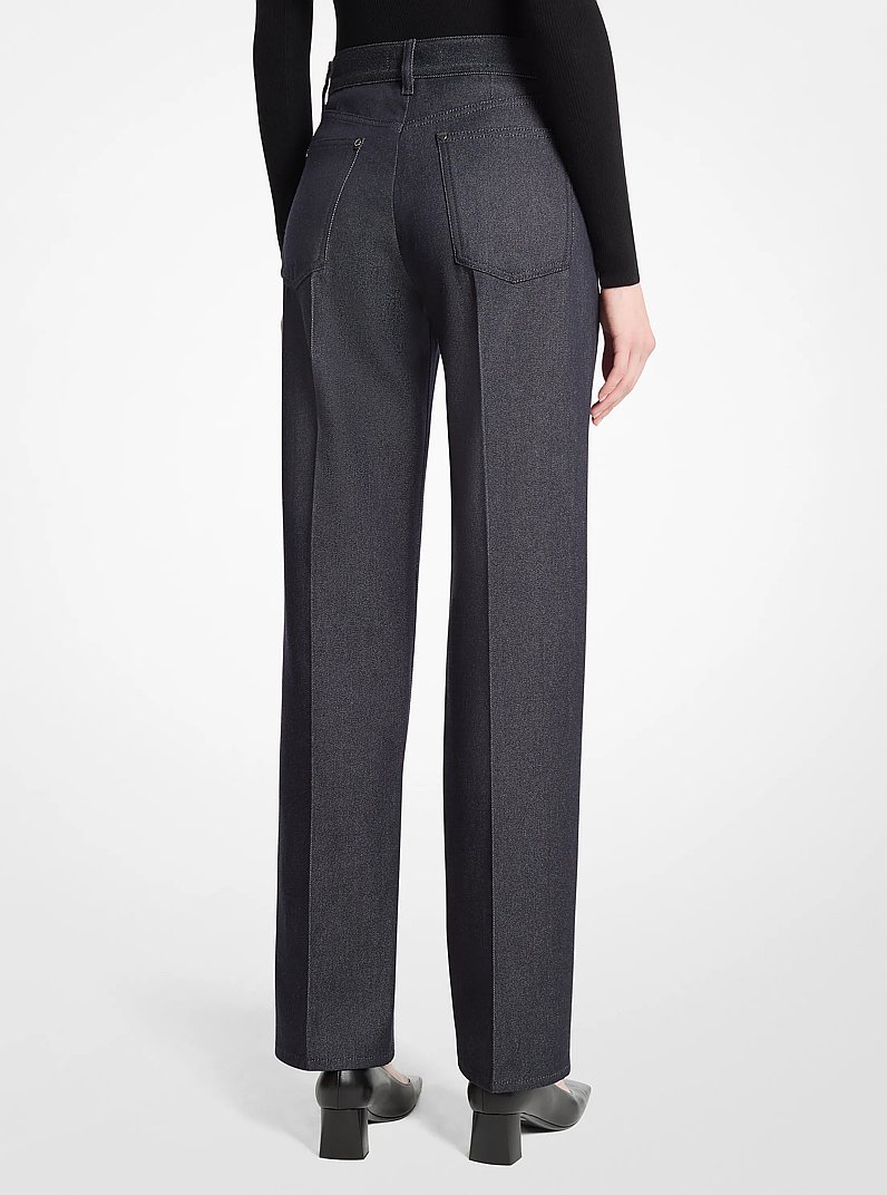 Wool Cotton Twill Stovepipe Trouser Jeans in MIDNIGHT | Michael Kors
