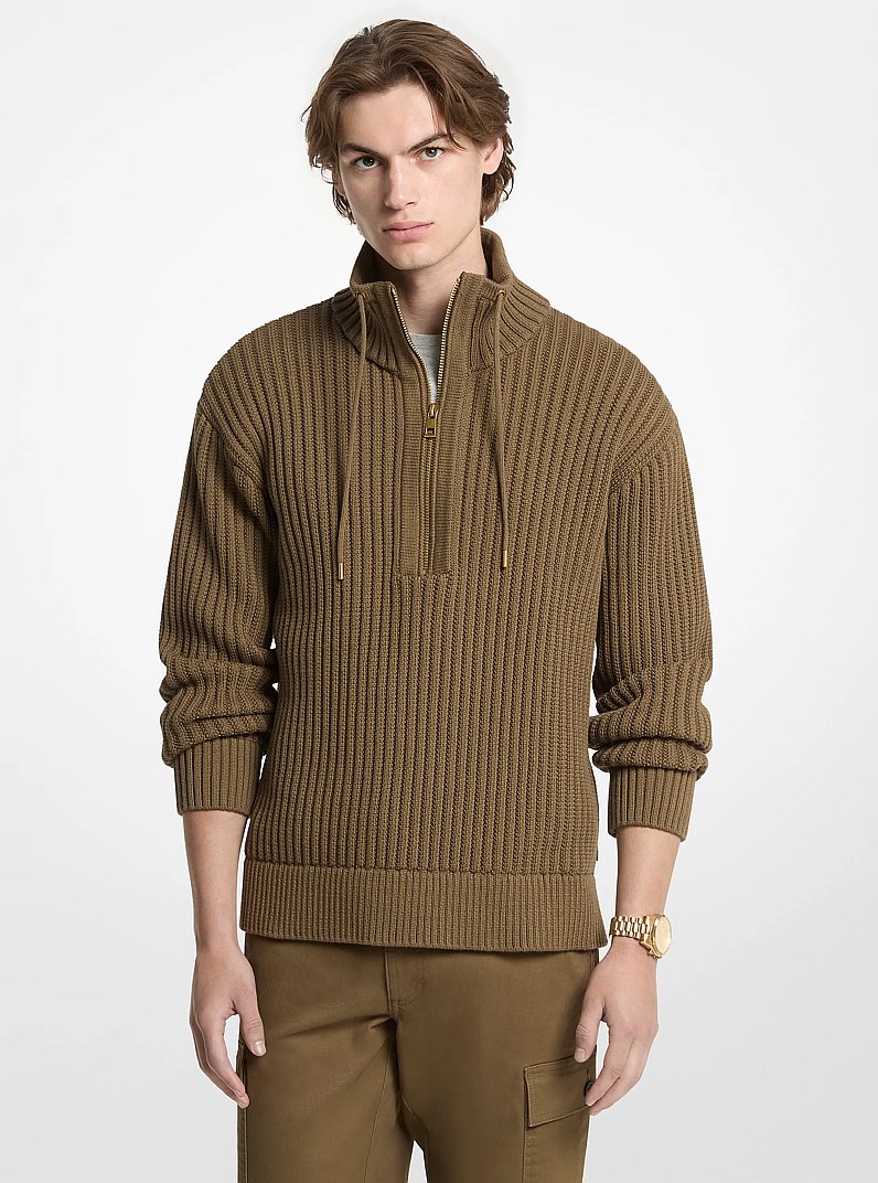 Su&eacute;ter de cuello de embudo de mezcla de algod&oacute;n texturizado in LONA | Michael Kors