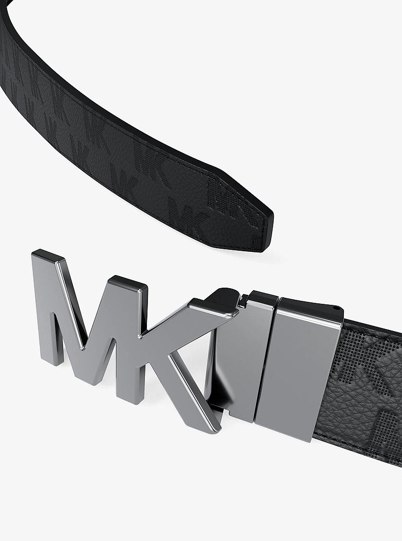 Wendbarer G&uuml;rtel aus Leder mit Logopr&auml;gung in SWZ/BRAUN | Michael Kors