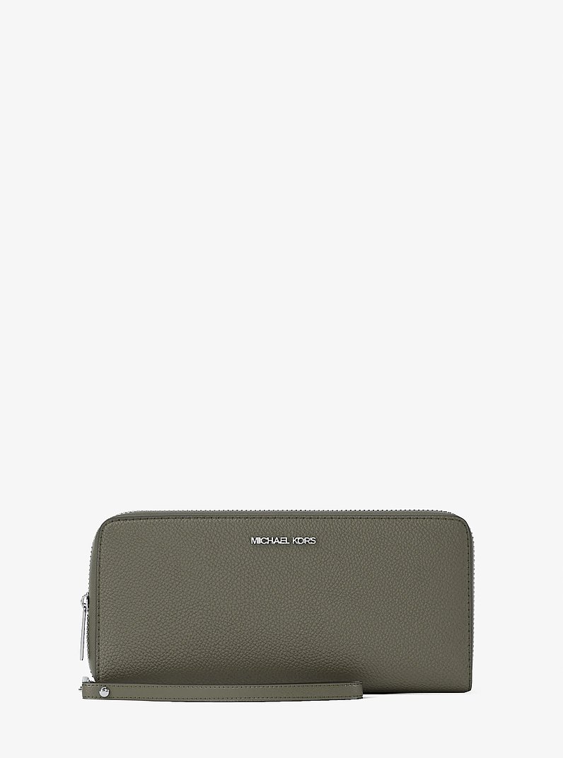 Large Pebbled Leather Continental Wallet in OLIVE | Michael Kors