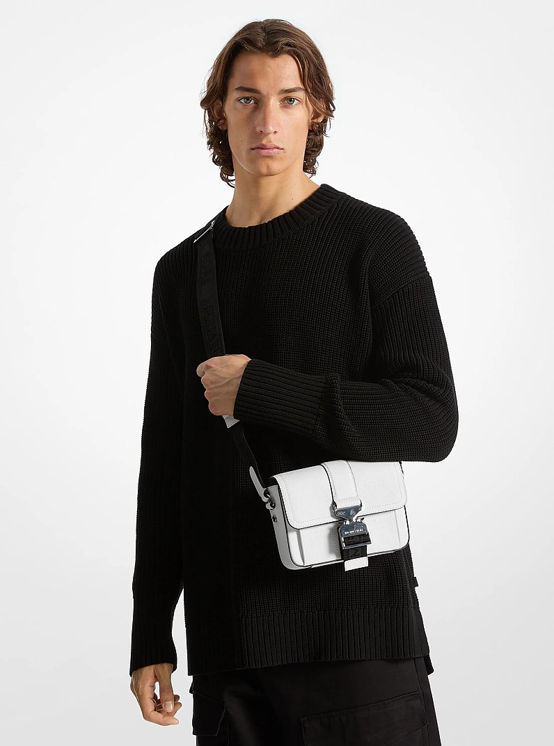 Hudson Pebbled Leather Crossbody Bag in BRIGHT WHT | Michael Kors