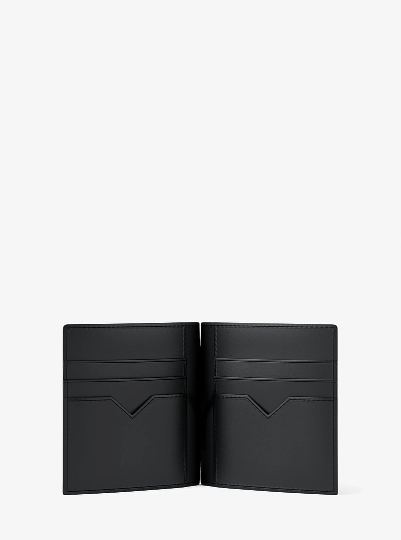 Porta carte di credito Edison in pelle antigraffio con fermasoldi in NERO | Michael Kors