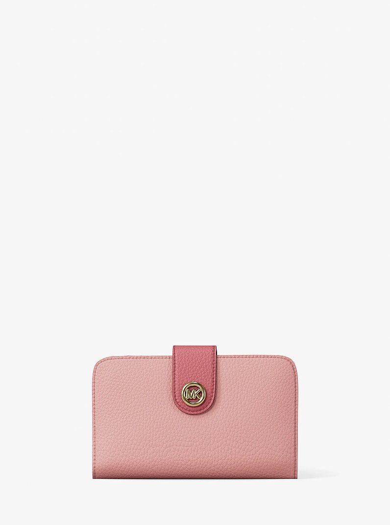 MK Pop Charm Medium Color-Block Pebbled Leather Logo Wallet