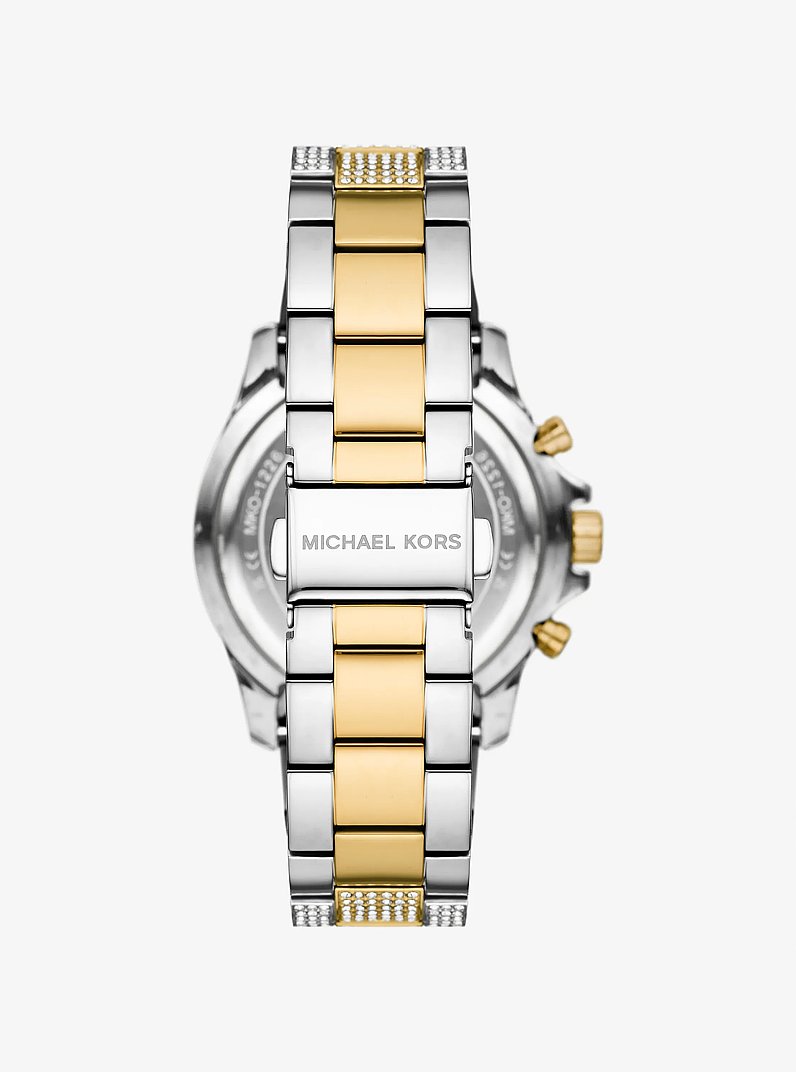 Oversized Everest Pav&eacute; Two-Tone Watch in TWO TONE | Michael Kors