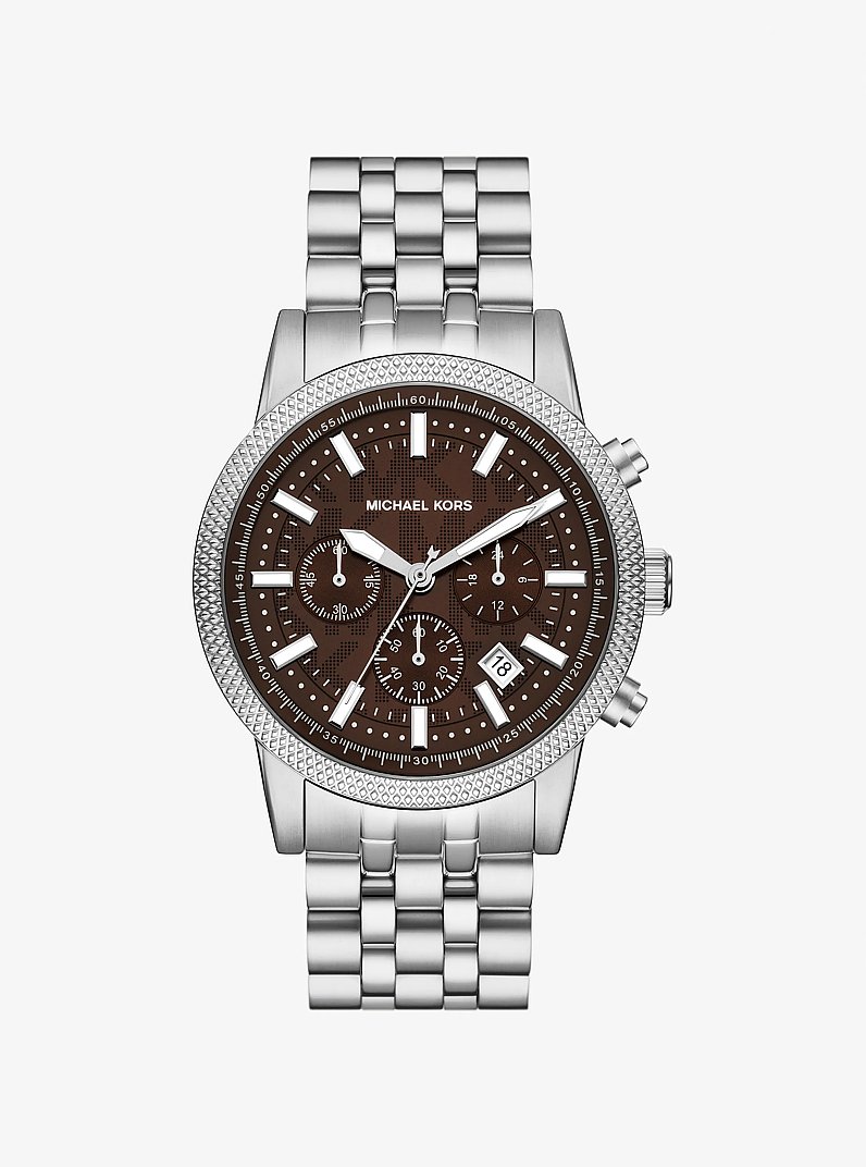 Oversized Hutton Silver-Tone Watch in SILVER | Michael Kors