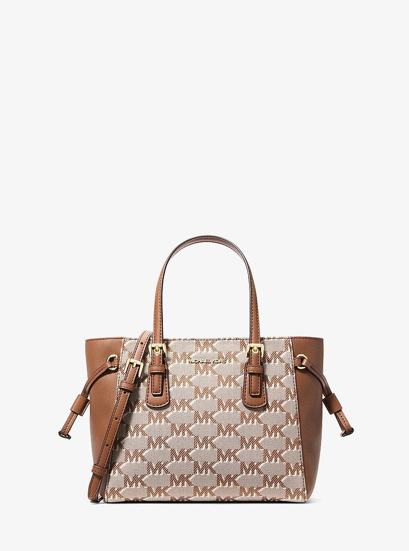 Voyager Extra-Small Logo Jacquard Convertible Crossbody Bag in LUGGAGE | Michael Kors