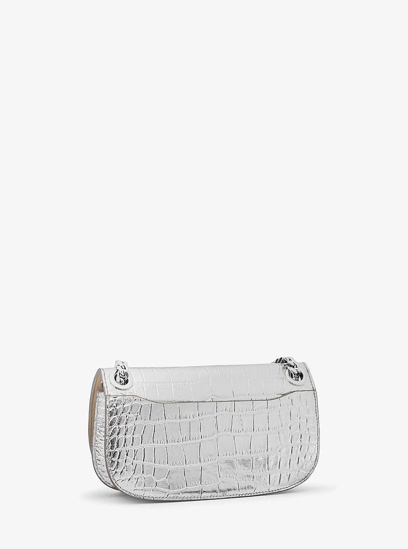 Bolso tipo sobre Christie mini de piel con motivo de cocodrilo en relieve in PLATEADO | Michael Kors
