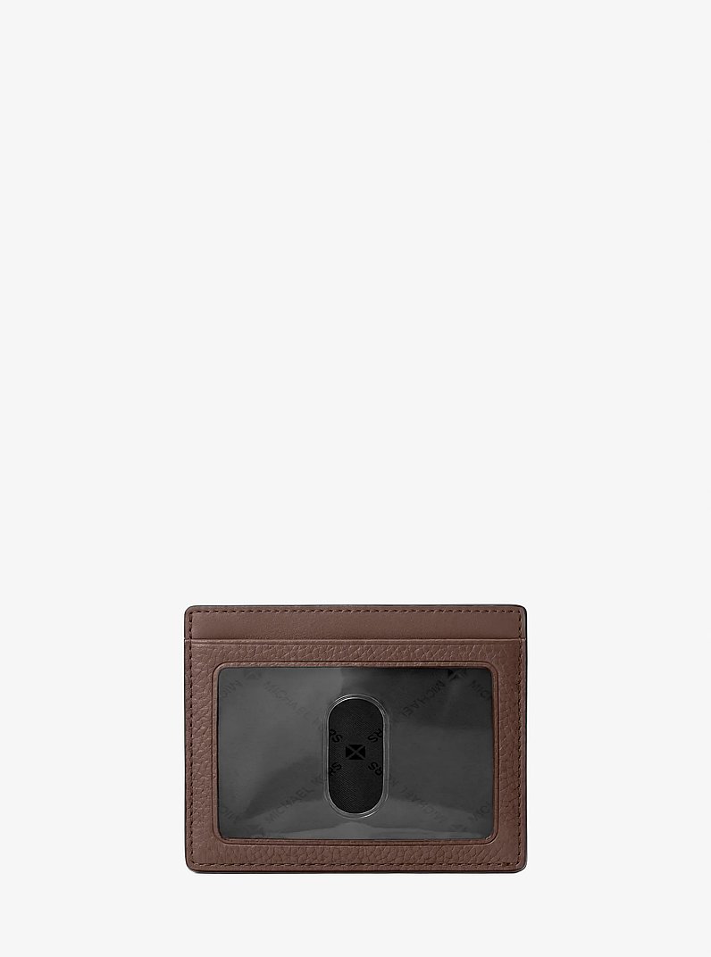 Cooper Pebbled Leather Card Case in NUTMEG | Michael Kors