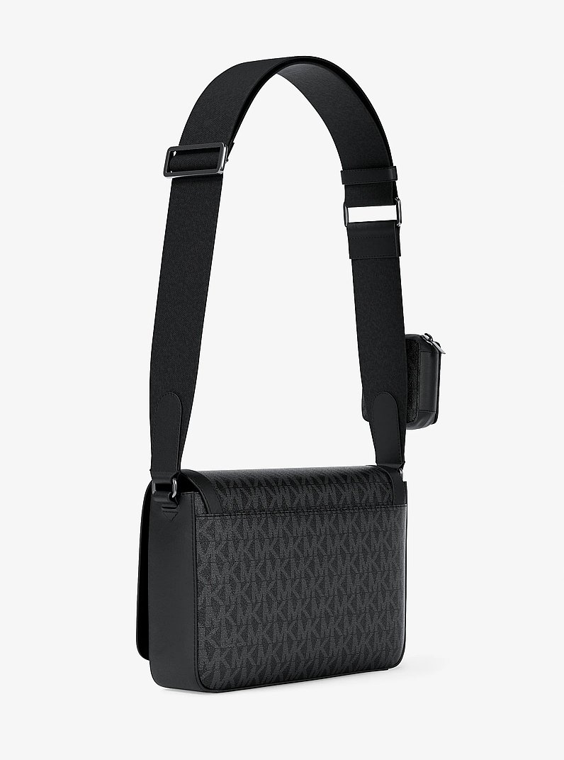 Hudson Mini Signature Logo Crossbody Bag With Airpod Case for Apple Airpods Pro&reg; in BLACK | Michael Kors