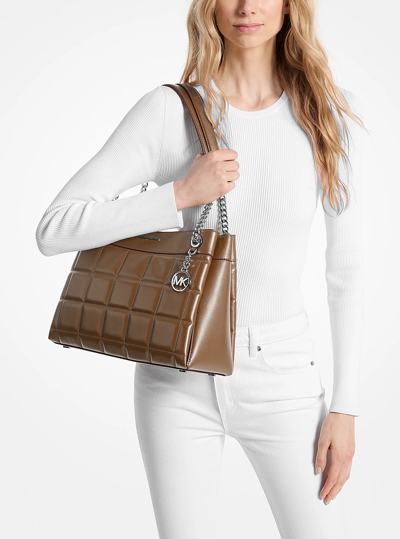 Susan Medium Quilted Leather Tote Bag in DRIFTWOOD | Michael Kors