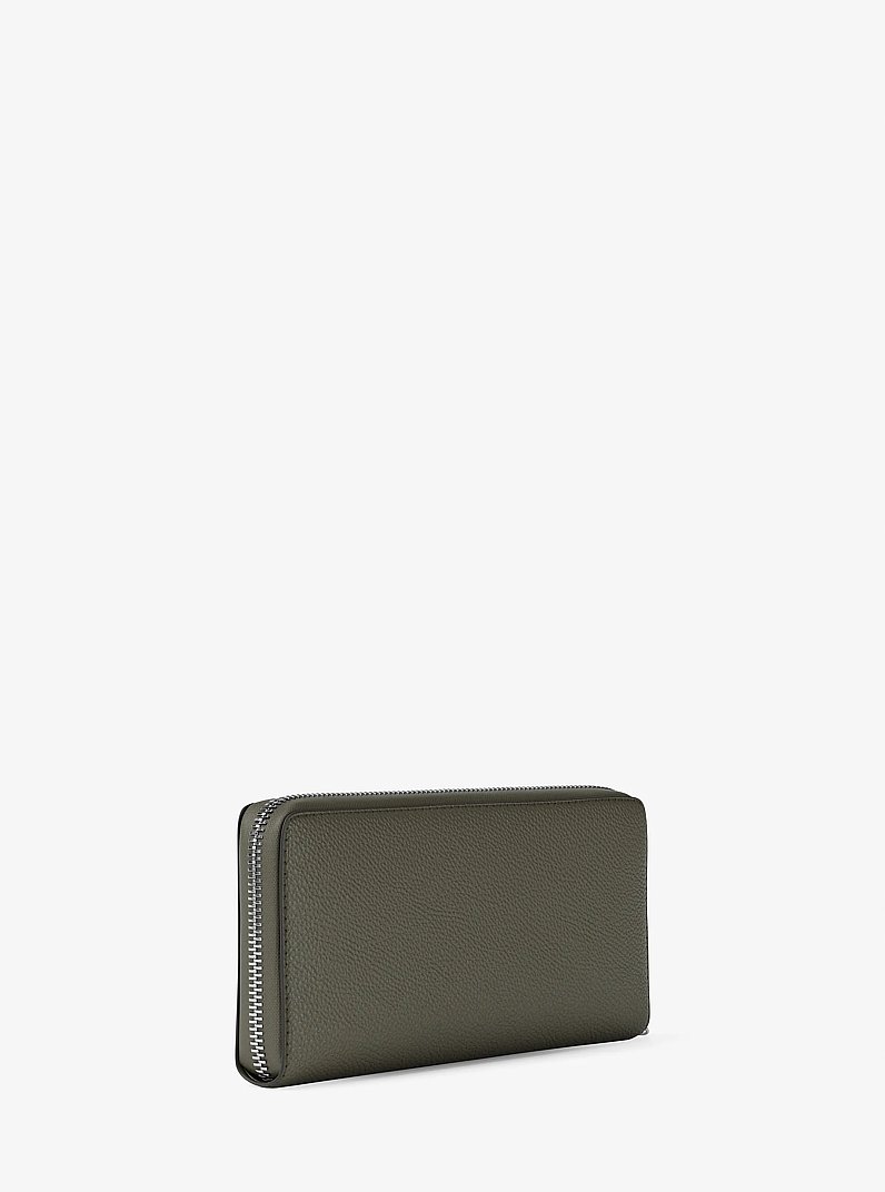 Large Pebbled Leather Continental Wallet in OLIVE | Michael Kors