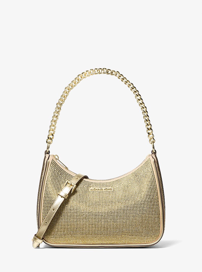 Jet Set Travel Large Sequined Metallic Convertible Crossbody Bag in OR P&Acirc;LE | Michael Kors