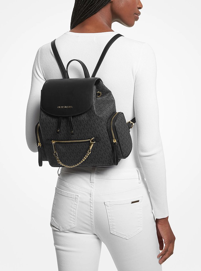 Jet Set Medium Logo Backpack in BLACK | Michael Kors