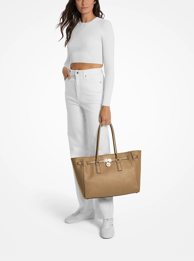 Hamilton Moderne Large Leather Tote Bag in HUSK | Michael Kors
