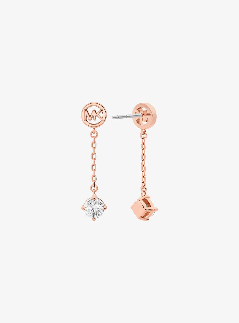 Logo and Cubic Zirconia Drop Earrings in ROSE GOLD | Michael Kors