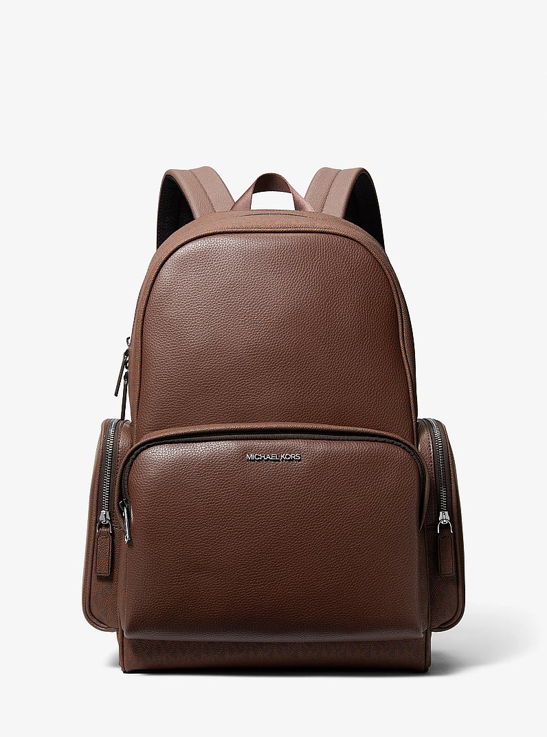 Cooper Leather and Signature Logo Backpack in NUTMEG | Michael Kors