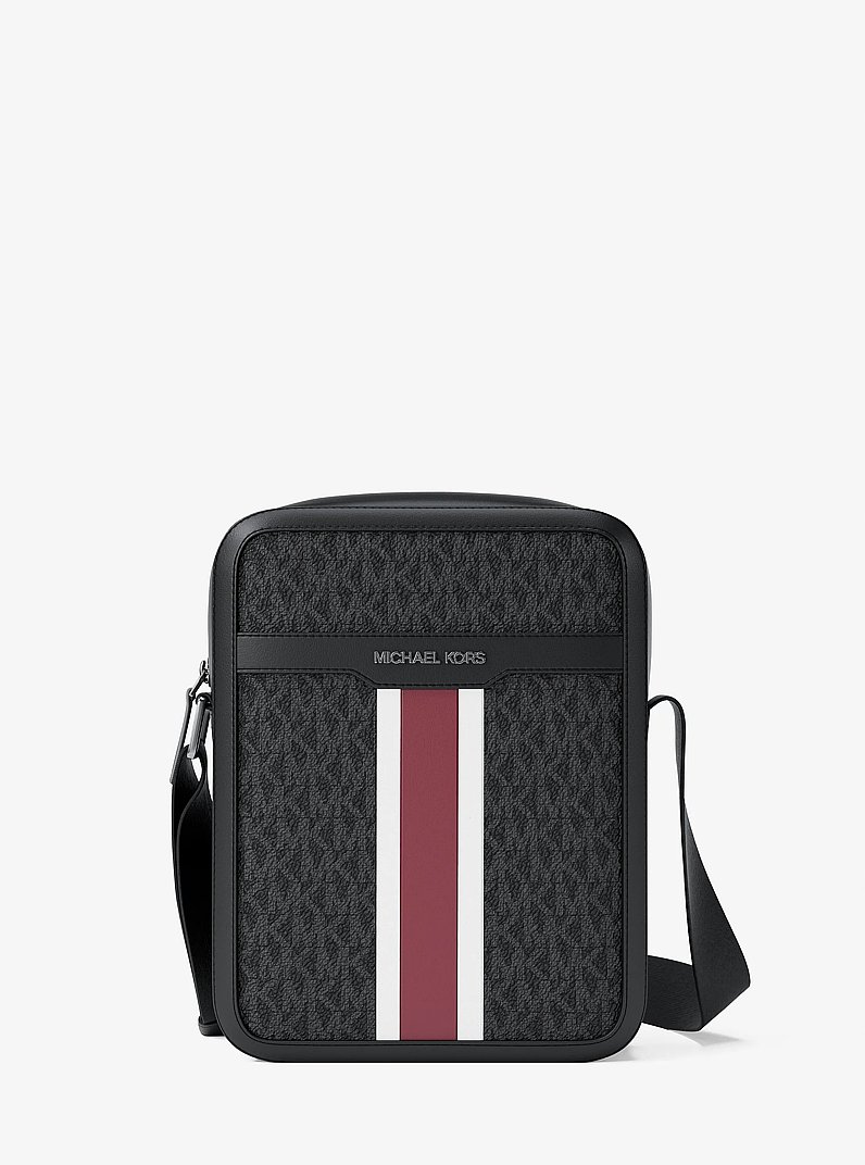Cooper Striped Signature Logo Flight Bag in CEREZA | Michael Kors