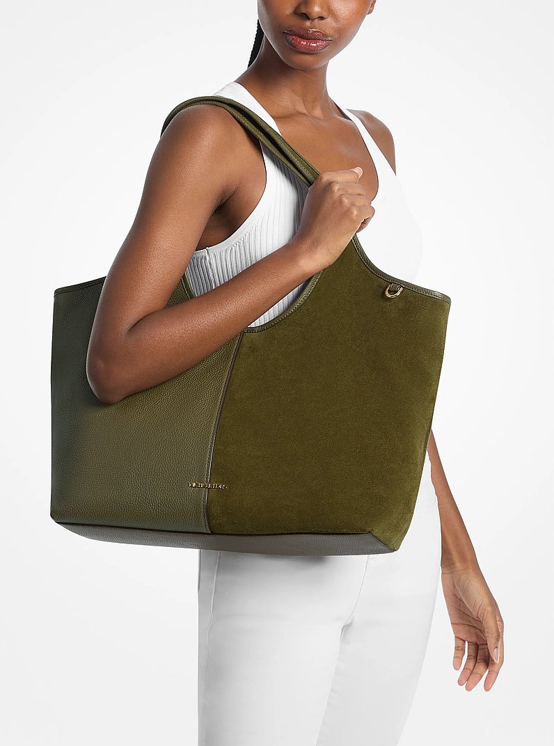 Bolso tote Henry grande de piel y gamuza in LODEN | Michael Kors