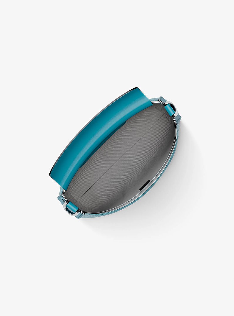 Wandelbare Pochette Bryant Small mit Signature-Logomuster in MILOS-BLAU | Michael Kors