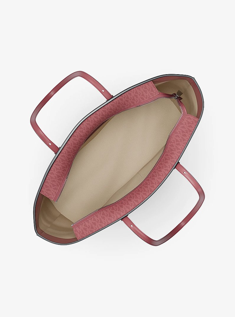 Quinn Large Signature Logo and Leather Tote Bag in BOIS DE ROSE | Michael Kors