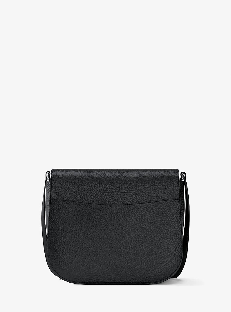 Emilia Small Pebbled Leather Saddle Crossbody Bag in BLACK | Michael Kors
