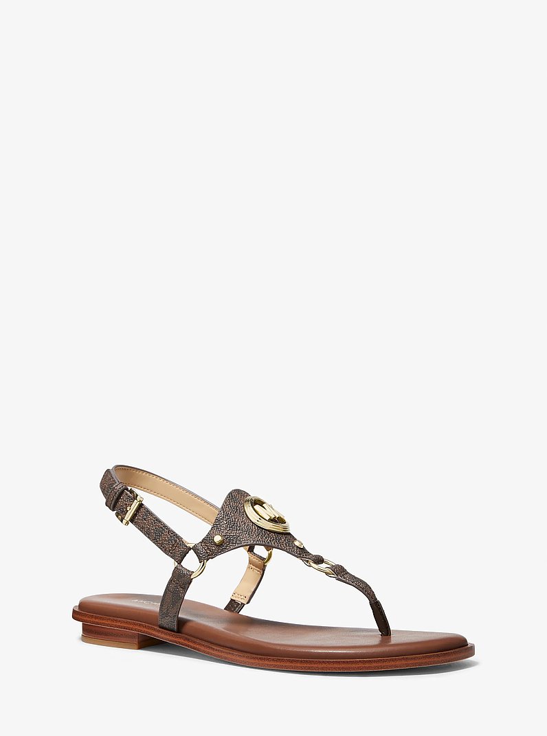 Casey Signature Logo Sandal in BROWN | Michael Kors