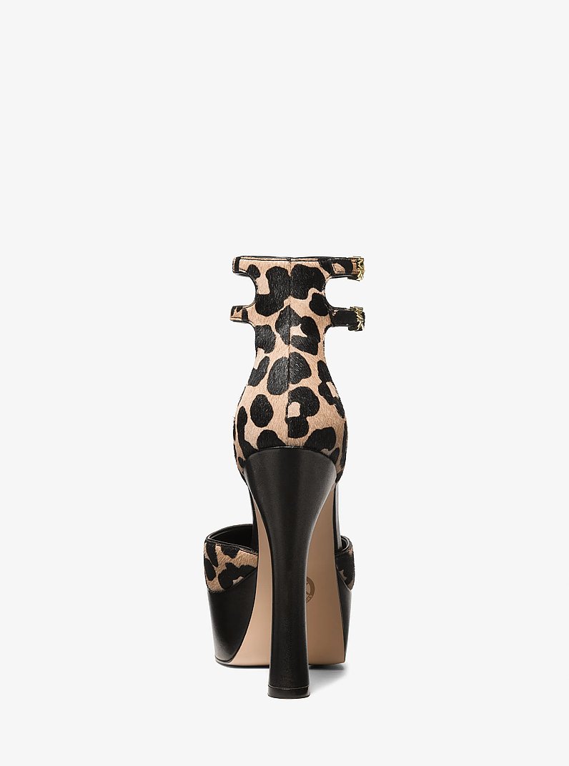 Martina Leopard Print Calf Hair Platform Pump in BLACK COMBO | Michael Kors
