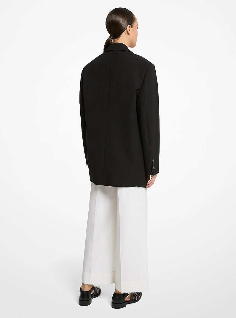 Blazer oversize de gabardina de lana y algod&oacute;n in NEGRO | Michael Kors
