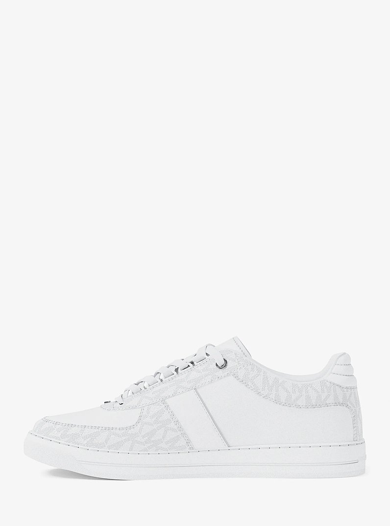Brady Signature Logo and Leather Sneaker in BRIGHT WHT | Michael Kors