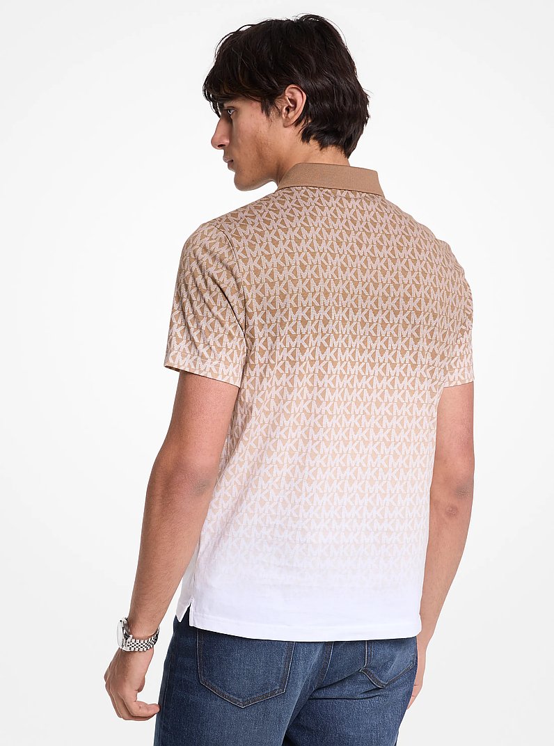 Ombr&eacute; Signature Logo Cotton Polo Shirt in HUSK | Michael Kors