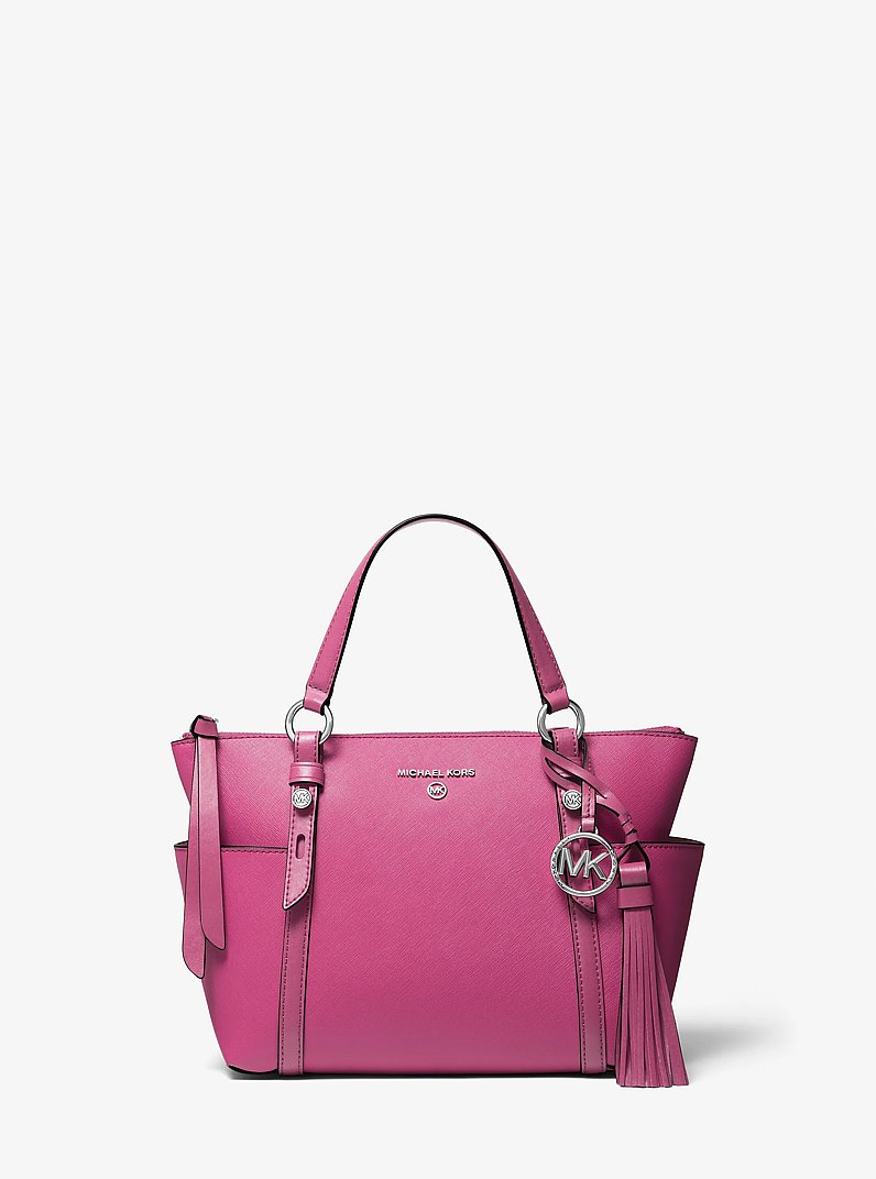 Sullivan Small Saffiano Leather Top-Zip Tote Bag in DEEP FUCHSIA | Michael Kors