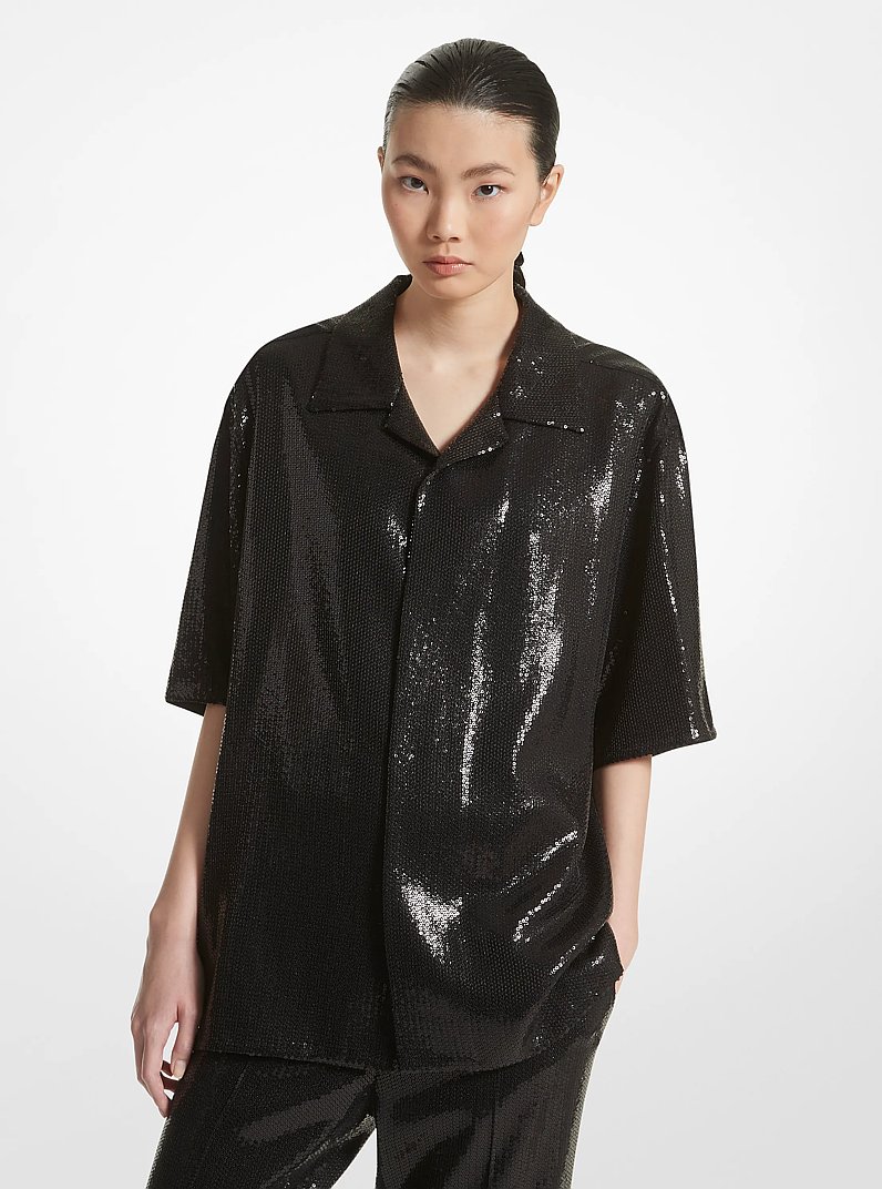 Sequined Crepe Sabl&eacute; Shirt