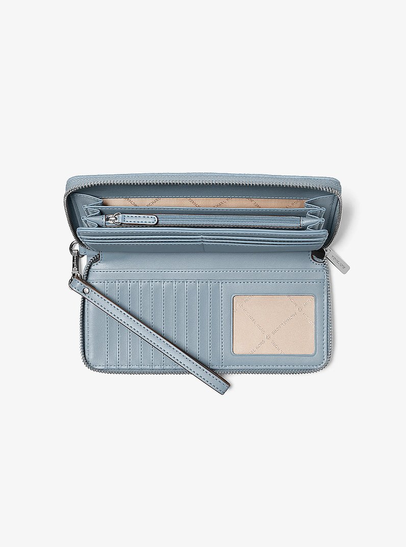 Jet Set Travel Large Logo Debossed Continental Wallet in BLEU P&Acirc;LE | Michael Kors