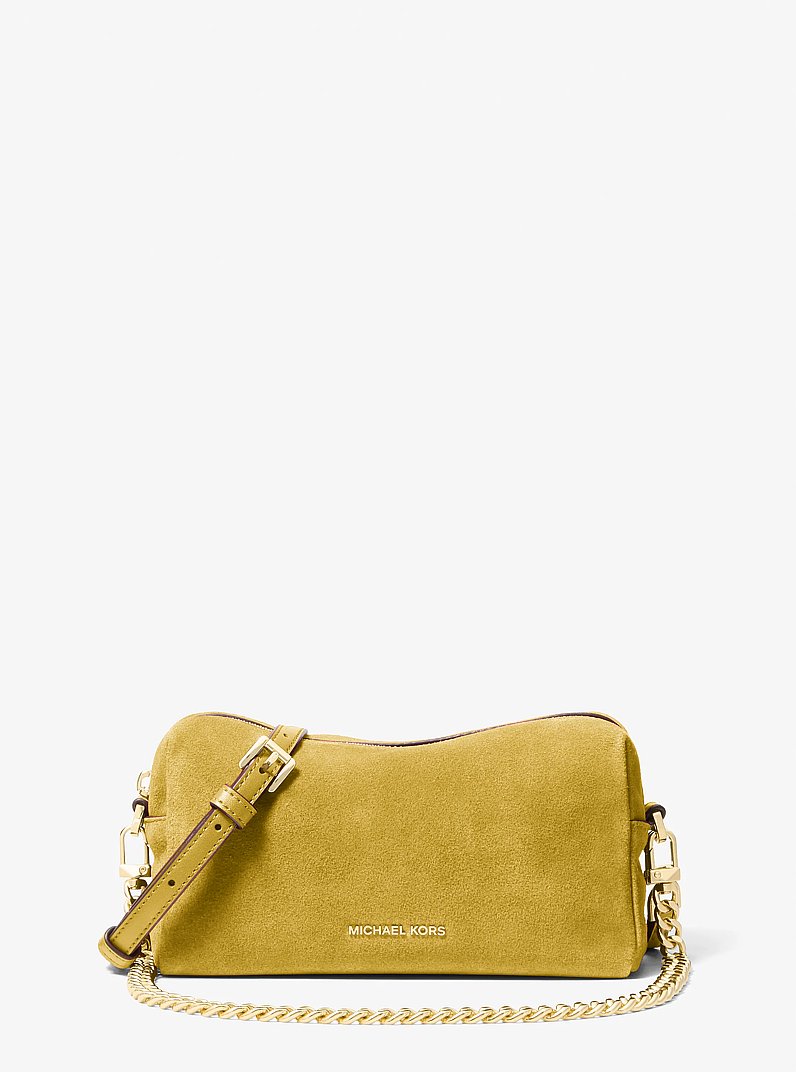 Crossbodytas Bryant van su&egrave;de, klein en aanpasbaar in GROENGEEL | Michael Kors