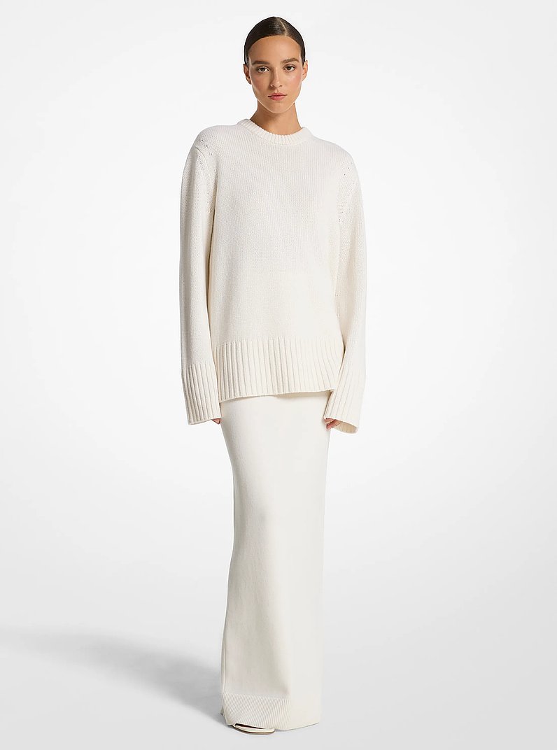 Pull surdimensionn&eacute; en cachemire in BLANC OPTIQUE | Michael Kors