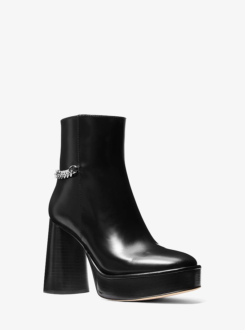 Carlisle Leather Platform Boot in BLACK | Michael Kors