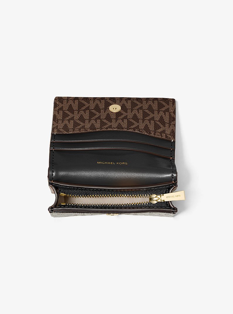 Hamilton Moderne Small Signature Logo Wallet in BROWN/BLK | Michael Kors