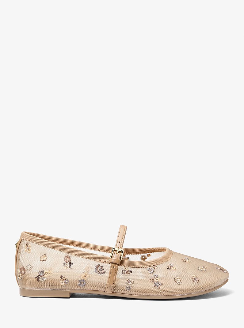 Phoebe Embellished Mesh Ballet Flat in LT CRM MULTI | Michael Kors