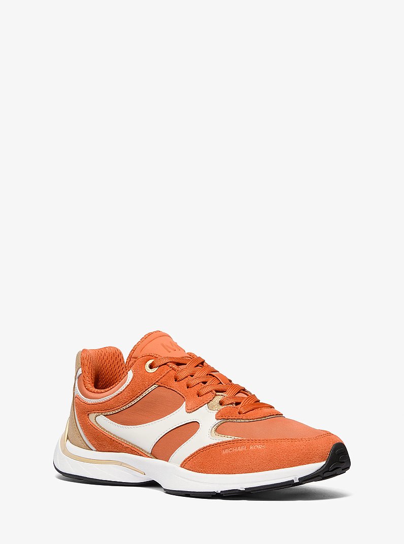 Riley Mixed-Media Trainer in ORANGE PUNCH | Michael Kors