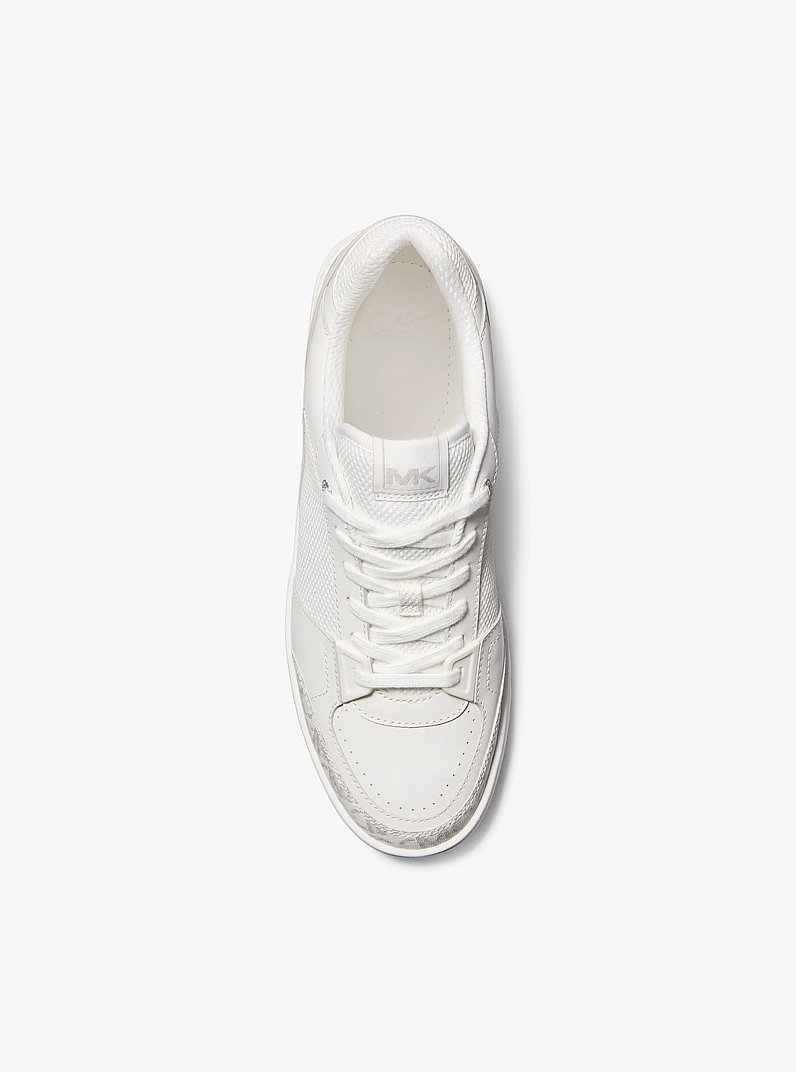 Rebel Empire Monogram and Leather Sneaker in OPTIC WHITE | Michael Kors