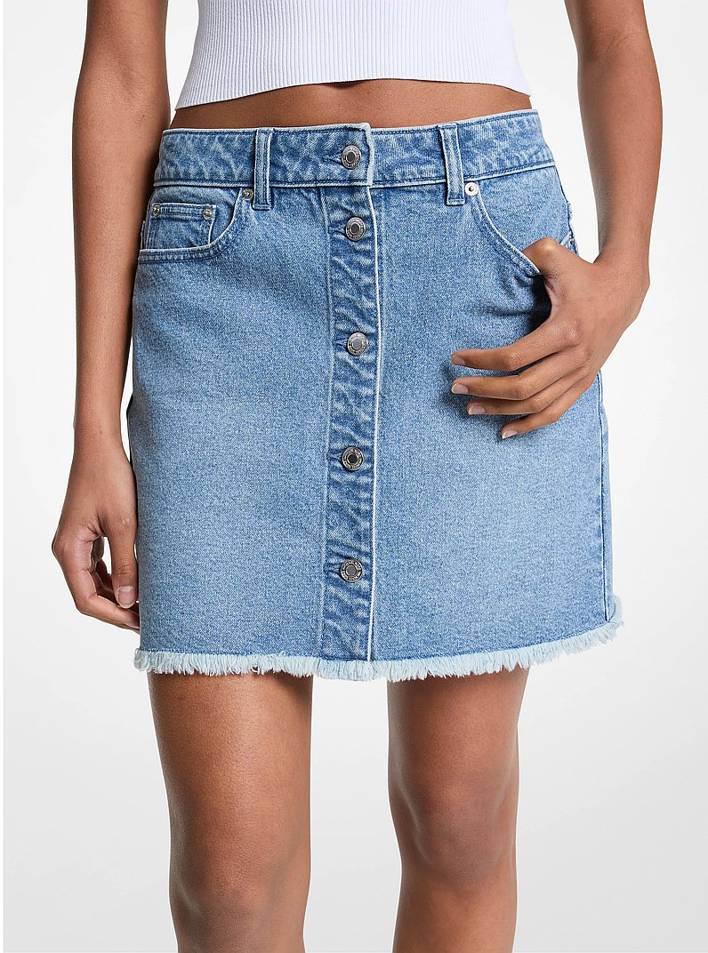 Minifalda de jean deshilachada in AZUL &Aacute;NGEL LAVADO | Michael Kors