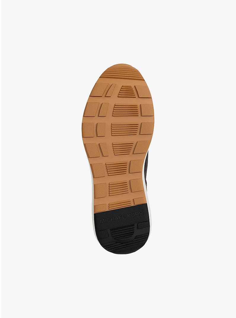 Trevor Leather and Corded Twill Trainer in CHOCOLATE COMBO | Michael Kors