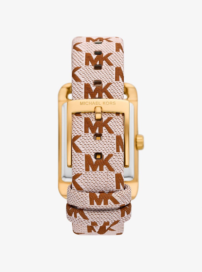 Monroe Gold-Tone and Logo Jacquard Watch in LUGGAGE | Michael Kors