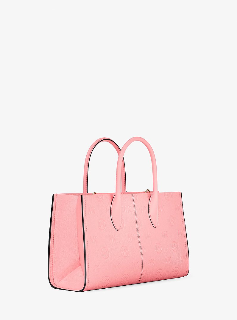 Mirella Medium Logo Debossed Satchel in CARNATION | Michael Kors