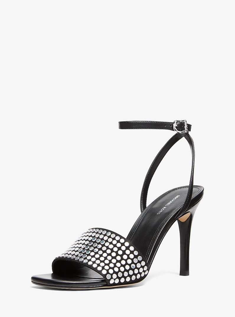 Elyse Studded Leather Sandal in BLACK | Michael Kors