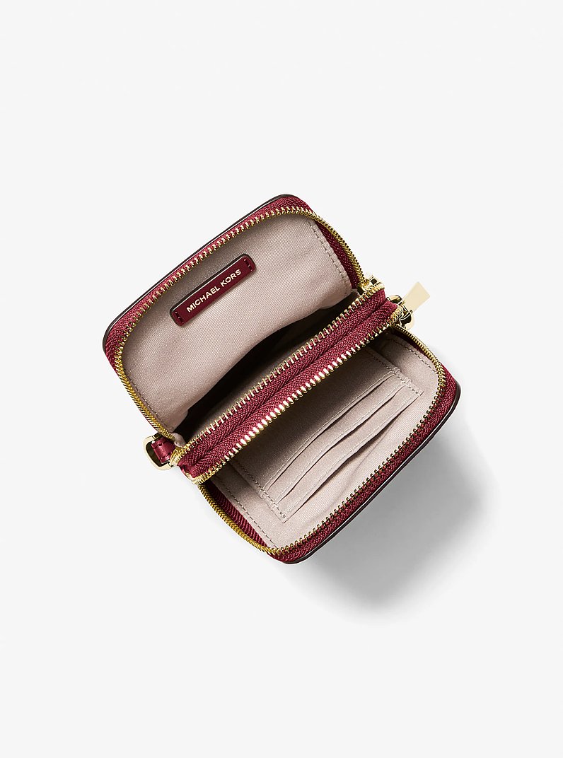 Bandolera Jet Set peque&ntilde;a de piel granulada para tel&eacute;fono in ROJO INTENSO | Michael Kors