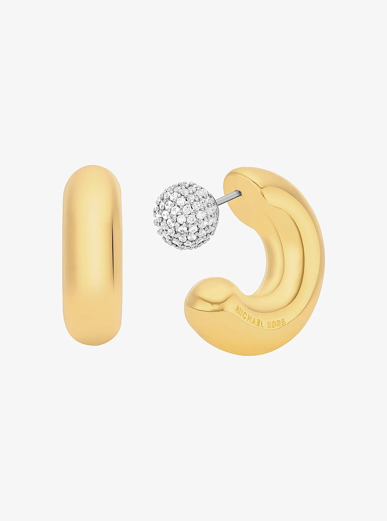 2-in-1 Pav&eacute; Convertible Hoop Earrings in TWO TONE | Michael Kors