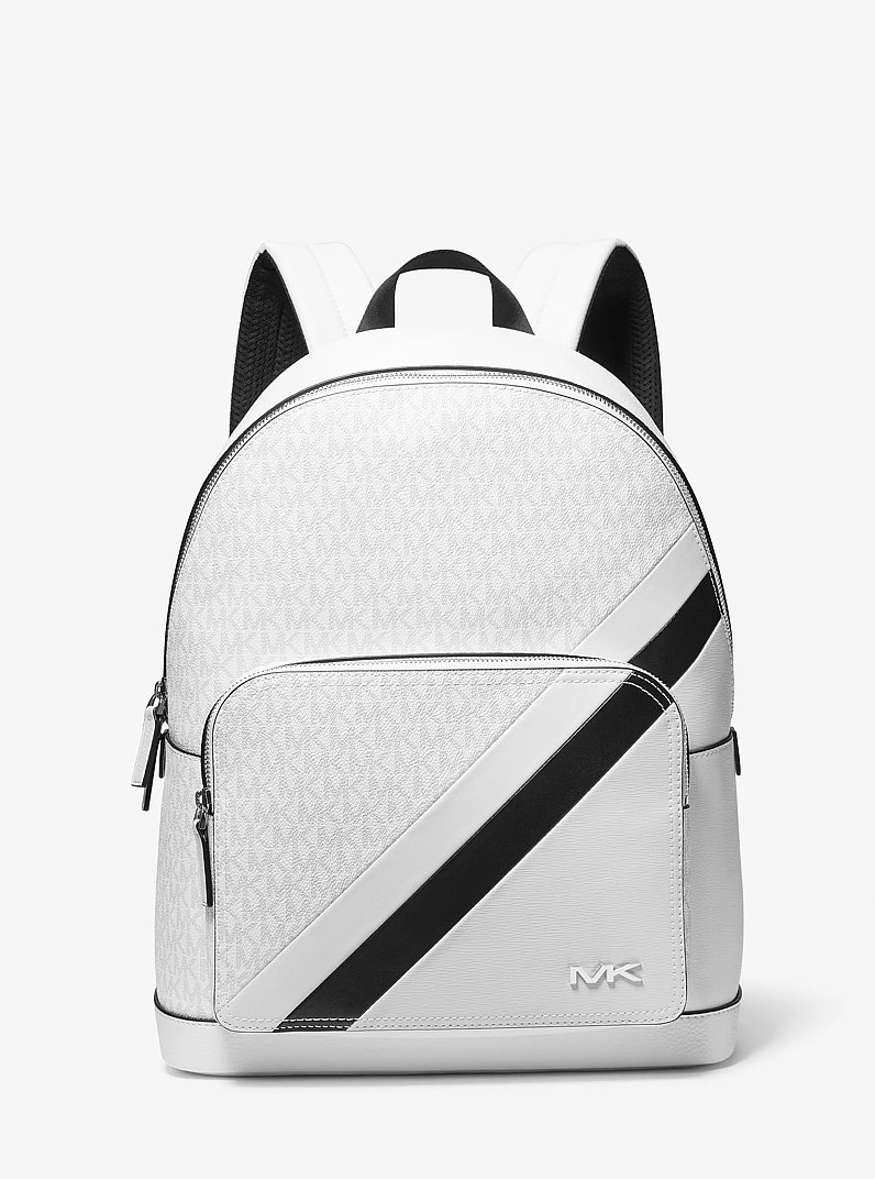 Cooper Logo and Striped Backpack in WHITE/BLACK | Michael Kors